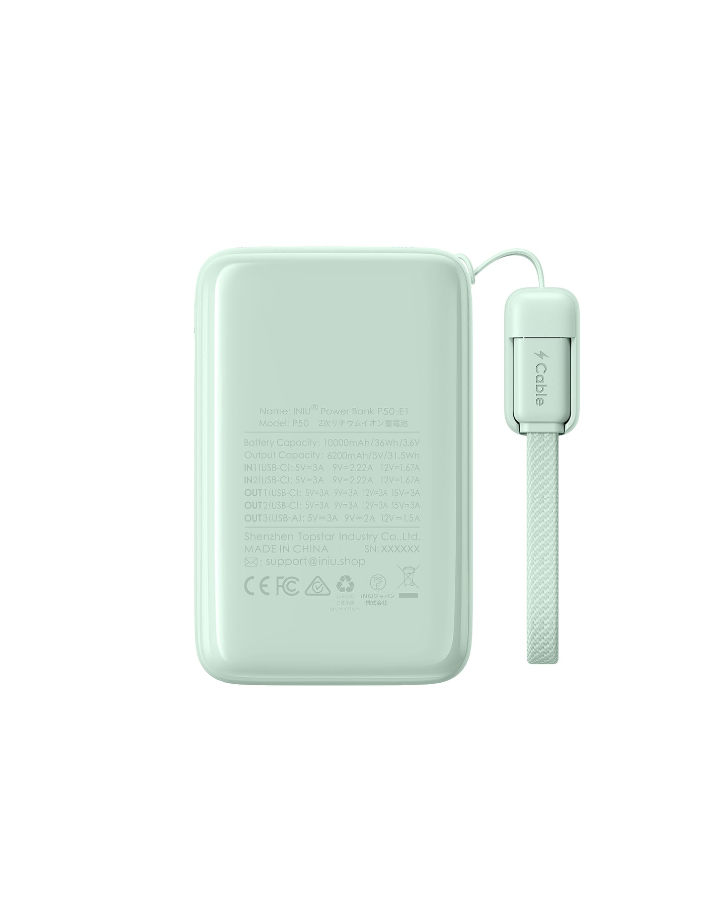 INIU Minibatería externa Pocket Rocket P50 de 45 W | 10 000 mAh