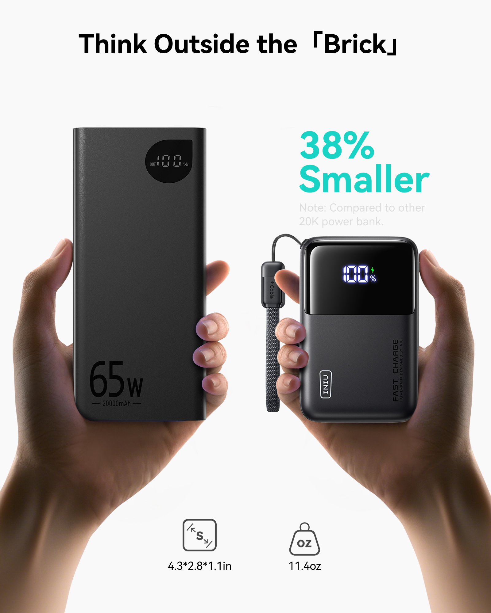 INIU P62 65W Power Bank (20,000mAh USB-C PD)