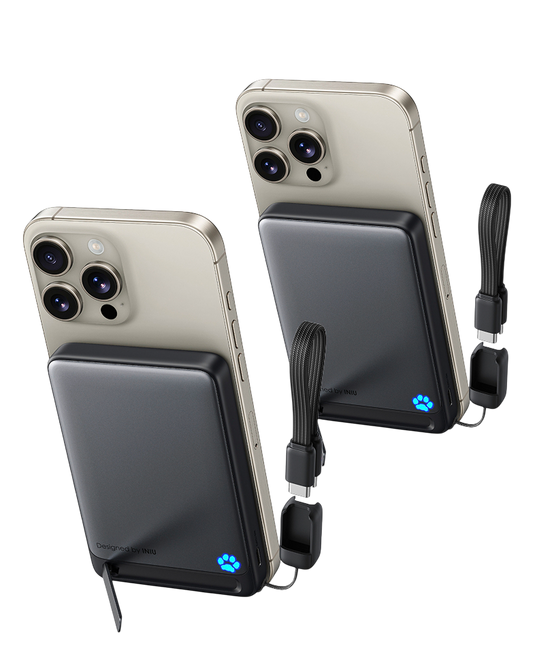 INIU Cargador inalámbrico SnapGo P73-E1 Qi2 de 15 W y 10 000 mAh (paquete de 2)