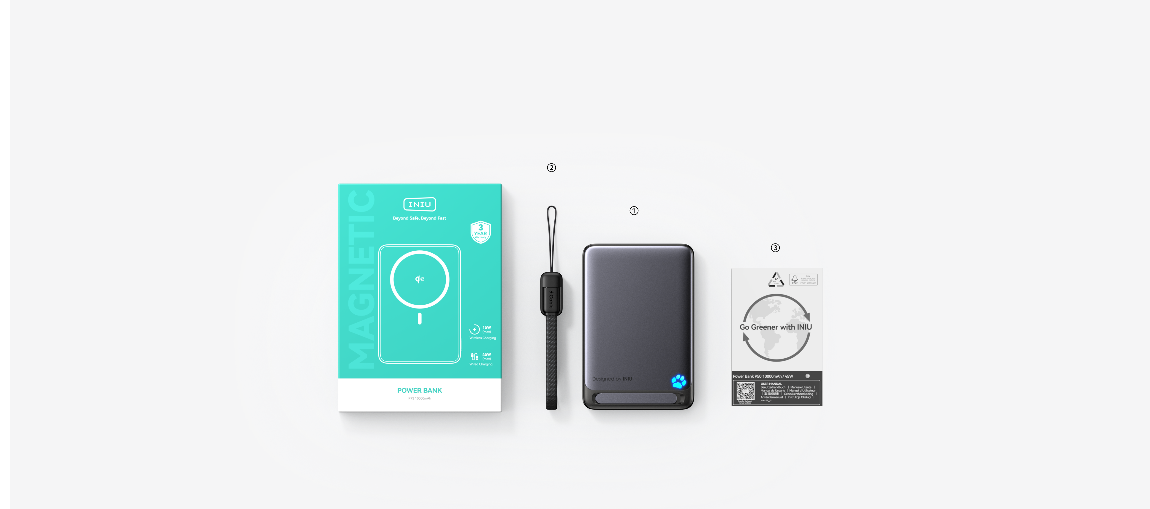INIU | P73-E1 | Slimmest 10K Blue Magnetic Power Bank