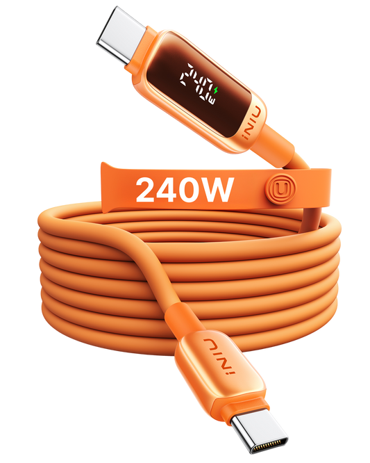 INIU C411 USB-C to USB-C Cable 240W with LED Display, 6.6ft / 2m