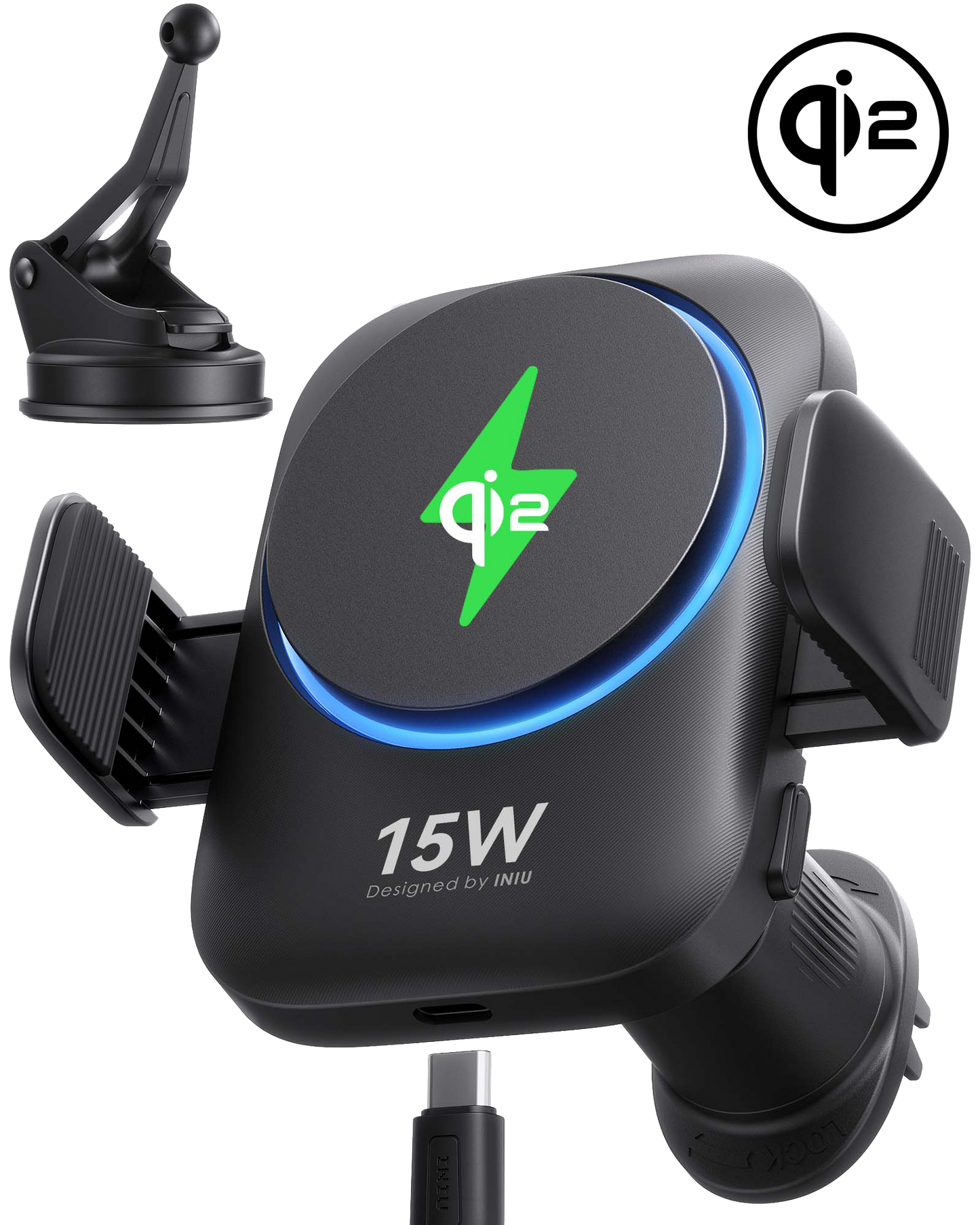 INIU SnapGo V11-E1 Qi2 15W 磁吸無線車用充電器支架