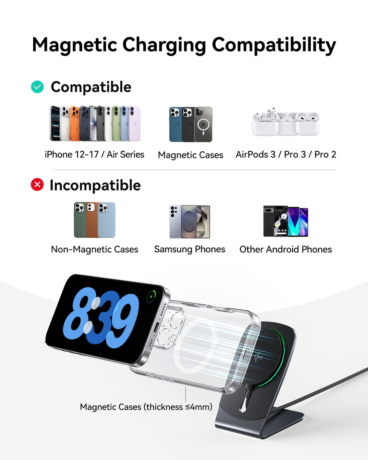 INIU SnapGo W21 Qi2 15W マグネット式ワイヤレス充電器