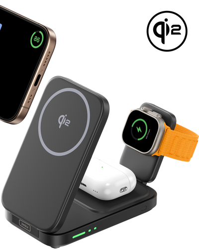 INIU Cargador inalámbrico plegable magnético SnapGo W31 Qi2 de 15 W 3 en 1