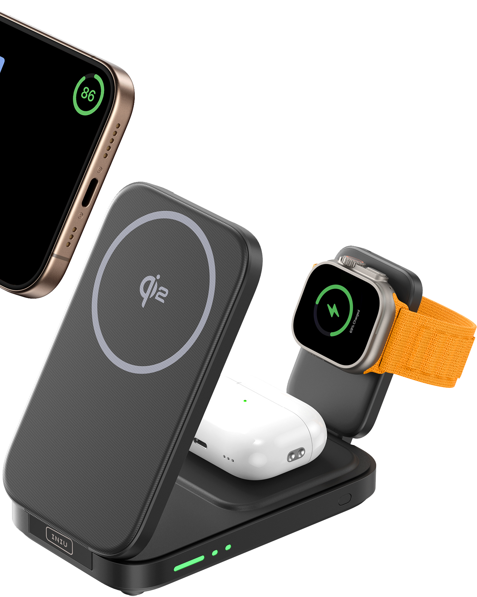 INIU SnapGo W31-E1 Qi2 15W 3 in 1 Magnetic Foldable Wireless Charger