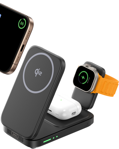 Chargeur sans fil magnétique pliable 3 en 1 INIU SnapGo W31-E1 Qi2 15 W
