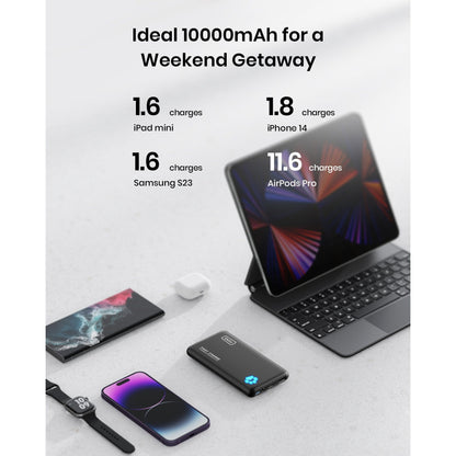 INIU B3 Tragbares Ladegerät, 20W PD 3.0 Schlankste 10000mAh Power bank, Schwarz