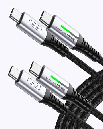 INIU D5CC USB C à C Câble 100W (6,6 pieds, pack de 2), compatible avec iPhone 14 13 12 Pro, Samsung S21, Google, LG iPad Tablet, etc.