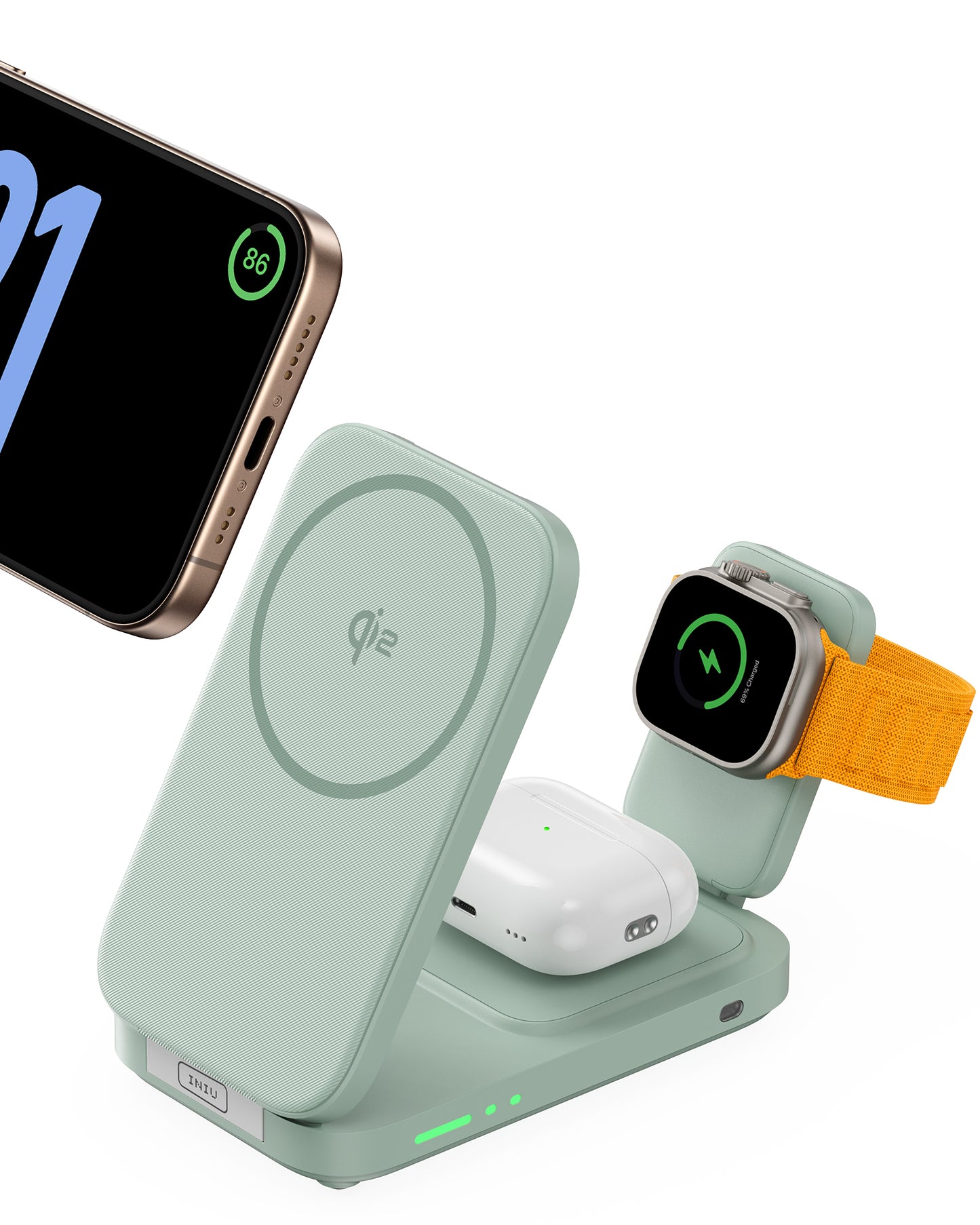 Chargeur sans fil magnétique pliable 3 en 1 INIU SnapGo W31-E1 Qi2 15 W
