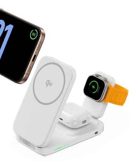 Chargeur sans fil magnétique pliable 3 en 1 INIU SnapGo W31-E1 Qi2 15 W