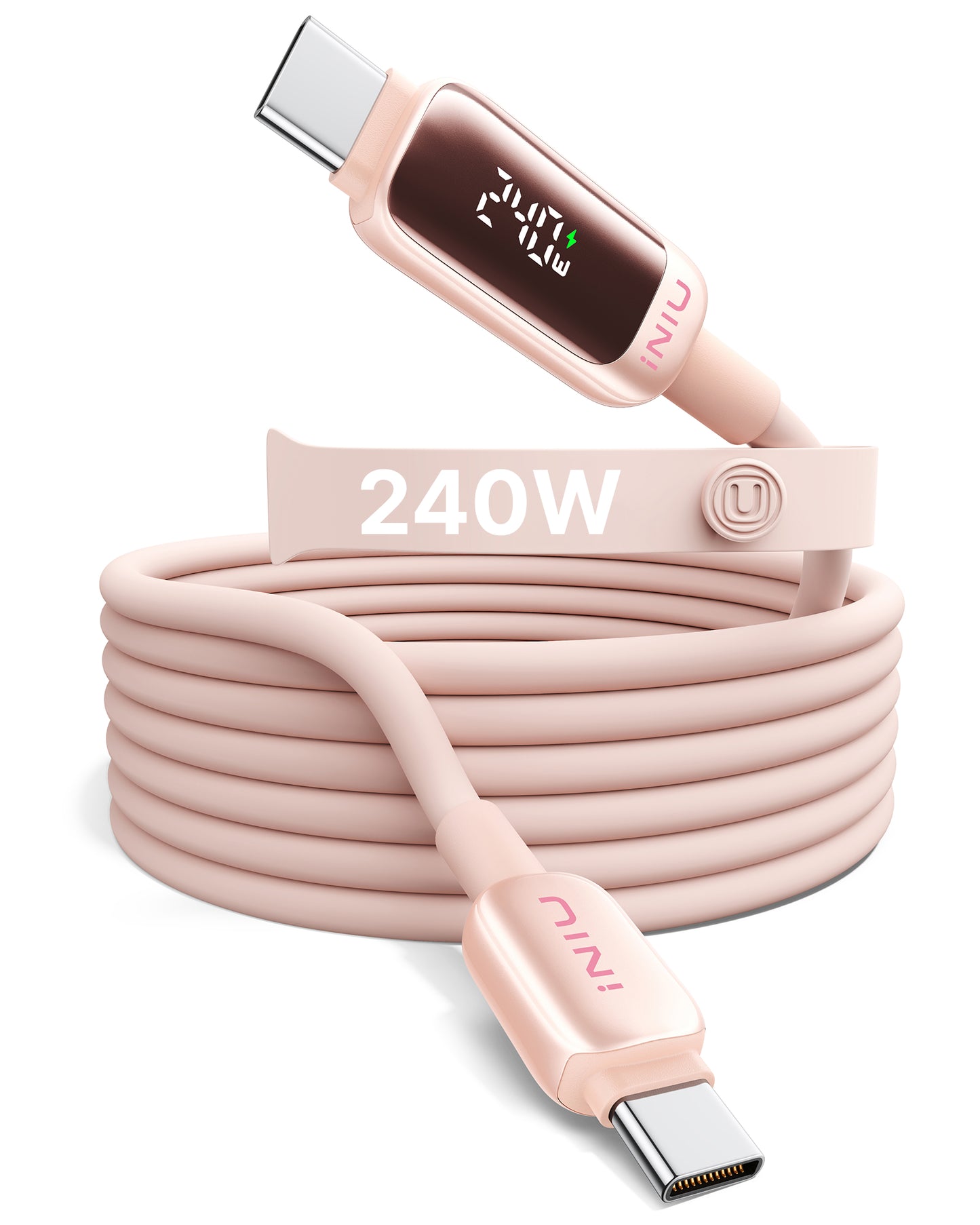 INIU C411 USB-C to USB-C Cable 240W with LED Display, 6.6ft / 2m