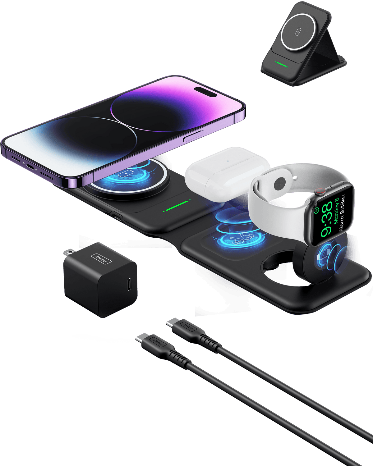 Black Friday deal: 3-in-1 magnetic wireless charger powers iPhone, AirPods, Apple Watch. Tech gifts for men.