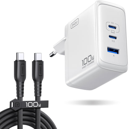 INIU Cargador GaN de 3 puertos A11 de 100 W