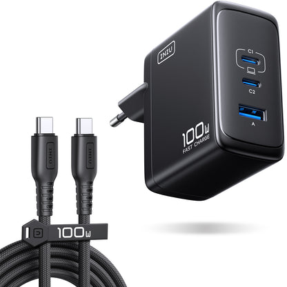 INIU Cargador GaN de 3 puertos A11 de 100 W