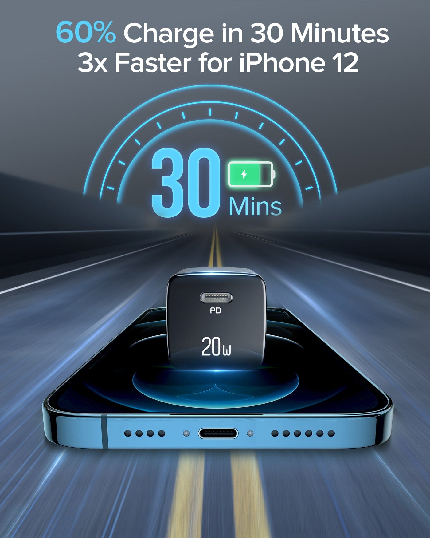 60% Charge In 30 mins 3X Faster For iPhone 12