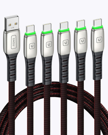 INIU D4C Nylon USB C Cable (3.3*2+6.6*2+1.6ft, 5-Pack)