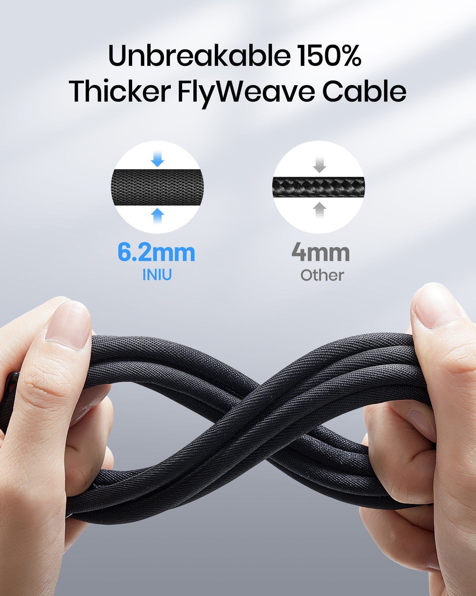 Unbreakable 150% Thicker FlyWeave Cable